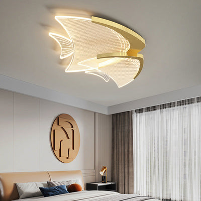 Modern Art Deco Fish Acrylic Aluminum LED Flush Mount Ceiling Light For Bedroom