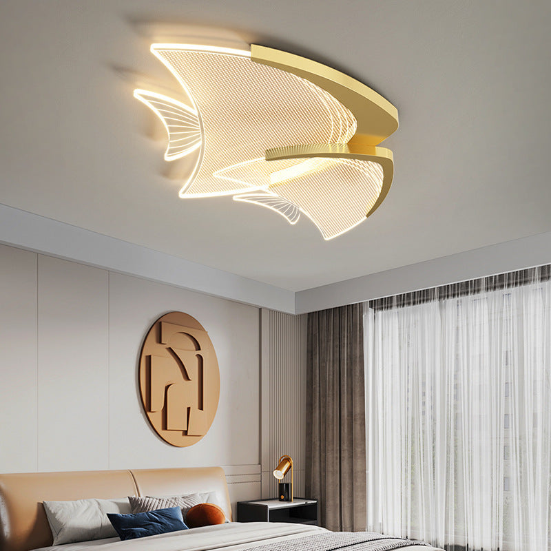 Modern Art Deco Fish Acrylic Aluminum LED Flush Mount Ceiling Light For Bedroom