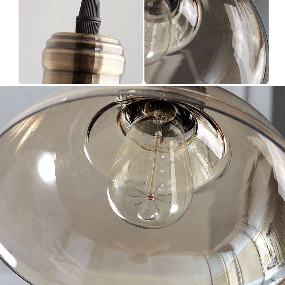 Suspension moderne minimaliste en verre rond à 1 lumière pour salle à manger 
