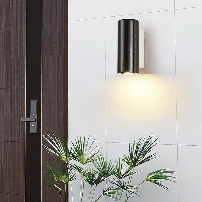 Lámpara Aplique de Pared Cilíndrica de Mármol Impermeable Minimalista Moderna de 1 Luz para Patio Exterior 