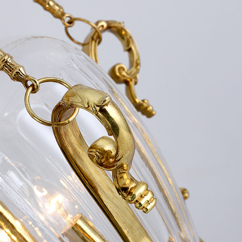 Lustre contemporain de luxe gravé en cuivre massif avec abat-jour effilé à 4 lumières pour salon 