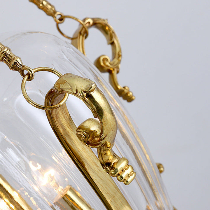 Lustre contemporain de luxe gravé en cuivre massif avec abat-jour effilé à 4 lumières pour salon 