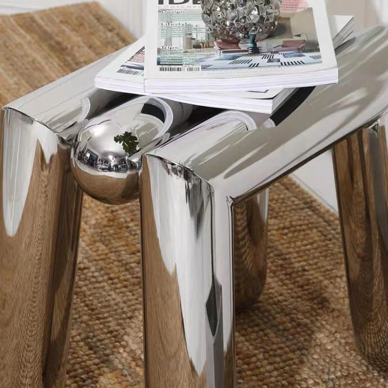 Modern Minimalist Stainless Steel Geometric Round Tube Splicing Footstool For Entryways