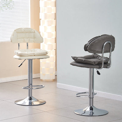 Moderner minimalistischer quadratischer Kissenleder-Metall-Barhocker mit Rückenlehne, höhenverstellbar für Esszimmer 