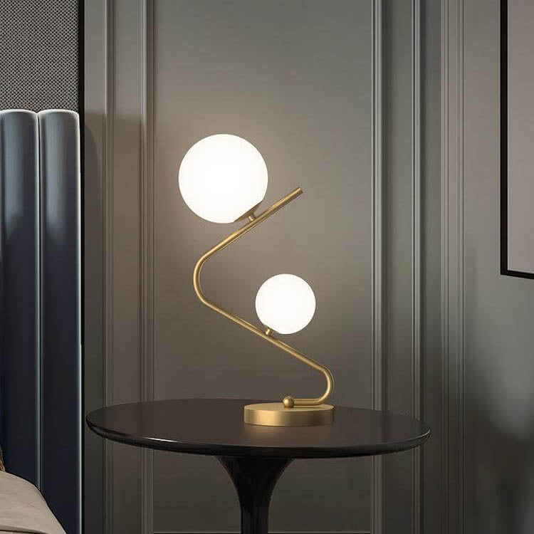 Nordic Minimalist Creative Copper Ball 2-Light Table Lamp