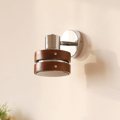 Applique murale japonaise rétro en fer noyer avec bras de lampe à 1 lumière 