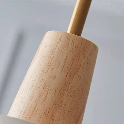 Zeitgenössische industrielle runde Kegel Hardware Glas Zement Holz 1-Licht Pendelleuchte für Wohnzimmer 