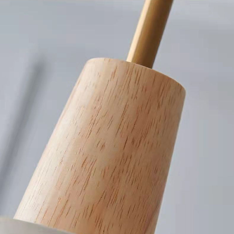 Zeitgenössische industrielle runde Kegel Hardware Glas Zement Holz 1-Licht Pendelleuchte für Wohnzimmer 
