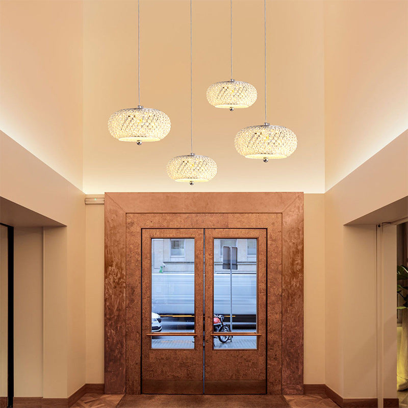 Moderne minimalistische ovale LED-Pendelleuchte aus Eisenkristall für Schlafzimmer 