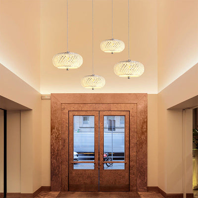 Moderne minimalistische ovale LED-Pendelleuchte aus Eisenkristall für Schlafzimmer 