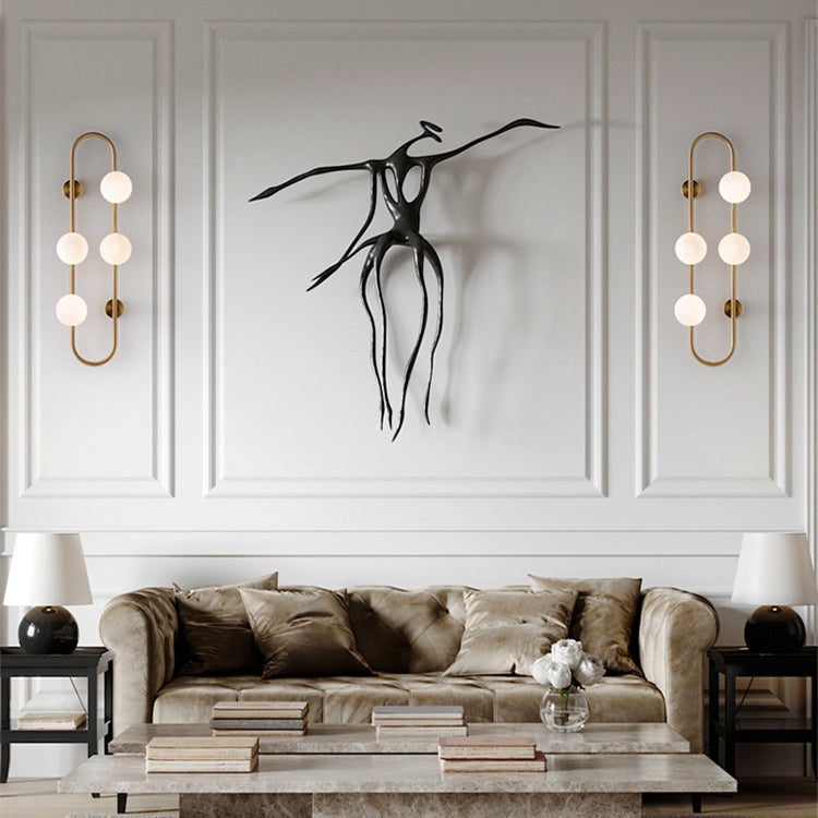 Contemporary Scandinavian Oval Orb Hardware Glass 4-Light Wall Sconce Lamp For Living Room