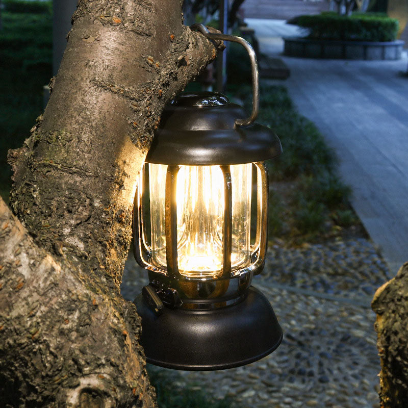 Luz de camping al aire libre USB LED ABS de hierro cilíndrico impermeable minimalista moderna para patio exterior 