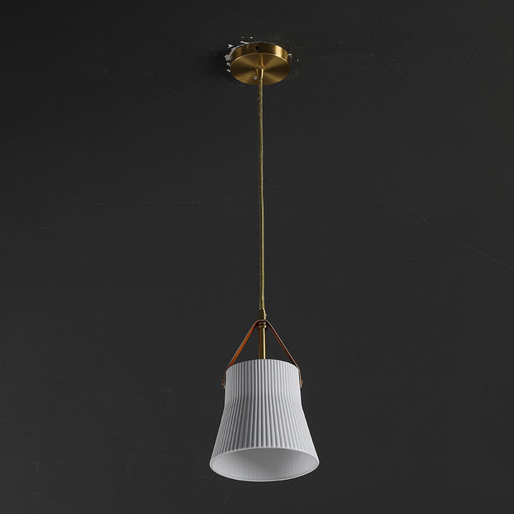 Japanische Light Luxury Keramik Kupfer Rundmund 1-Licht Pendelleuchte 