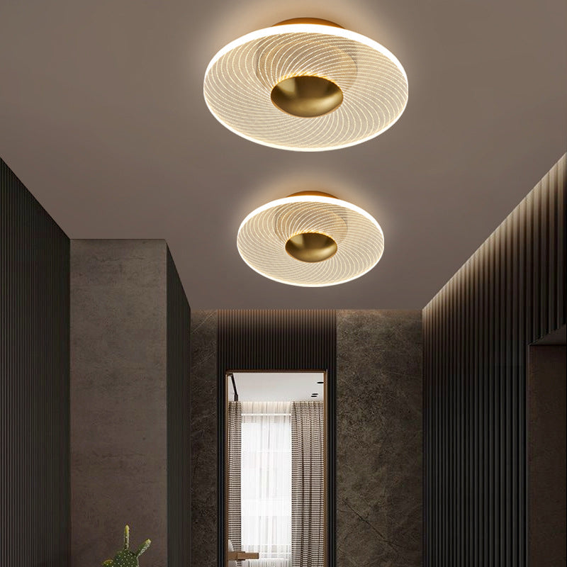 Lustre semi-encastré LED en acrylique à motif géométrique circulaire vertical de luxe contemporain pour salon 