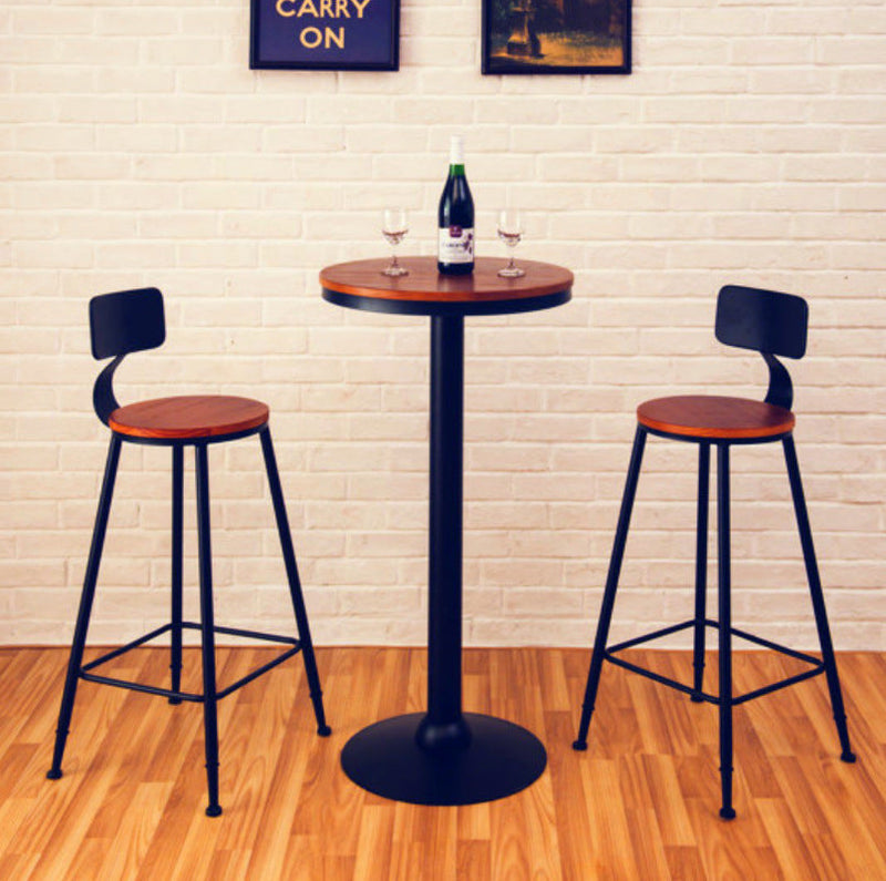 Tabouret de bar contemporain rond en similicuir avec dossier et repose-pieds pour salle à manger 