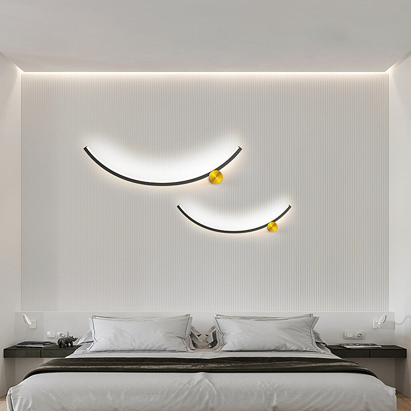 Moderne minimalistische Arc Aluminium Streifen Acryl LED Wandleuchte Lampe für Wohnzimmer 