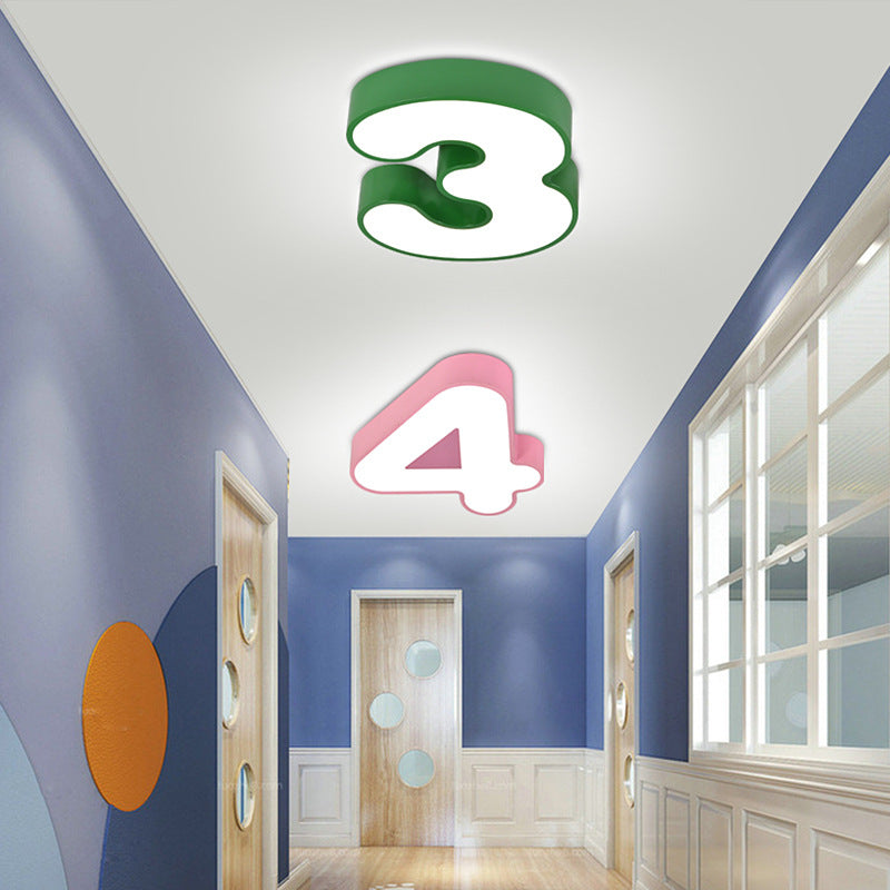 تصميم عصري للأطفال بإضاءة LED على شكل رقم من الحديد لتثبيت السقف لغرفة النوم 