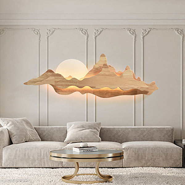 مصباح حائط LED بتصميم المناظر الطبيعية الخشبية الصينية التقليدية لغرفة المعيشة 