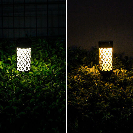 ضوء حديقة LED بإدخال أرضي على شكل قفص أسطواني منسوج من ABS مقاوم للماء يعمل بالطاقة الشمسية 