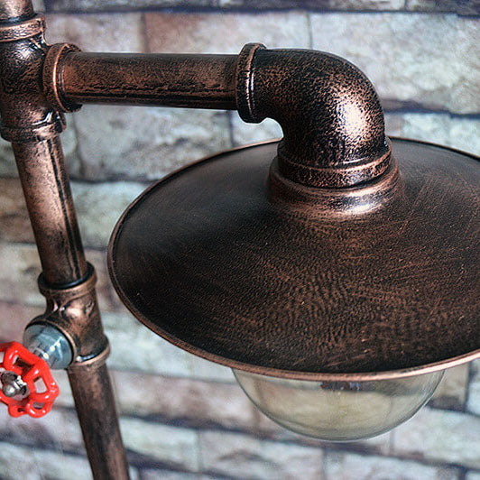 Lampe de sol industrielle Steampunk en cuivre avec tuyau d&