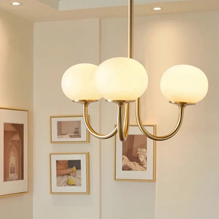 Lámpara de Araña de 3 Luces con Bola de Vidrio de Hierro Tradicional Francesa para Sala de Estar 
