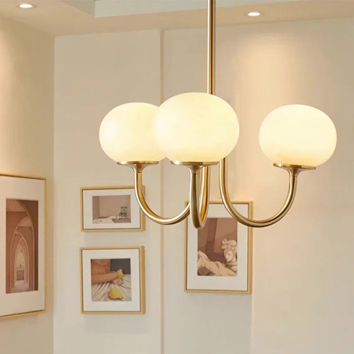 Lámpara de Araña de 3 Luces con Bola de Vidrio de Hierro Tradicional Francesa para Sala de Estar 
