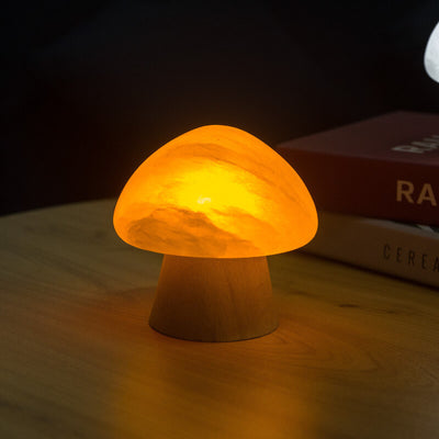 Nordic Creative Mushroom Ore Wood Base LED USB Table Lamp