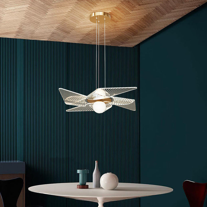 Moderne Art Deco Windrad Form Acryl Eisen LED Kronleuchter Für Schlafzimmer 