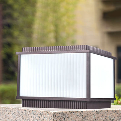 Moderno Minimalista Solar Rectangular de Aluminio Vidrio 1-Luz Poste Cabeza Luz Para Patio Exterior 