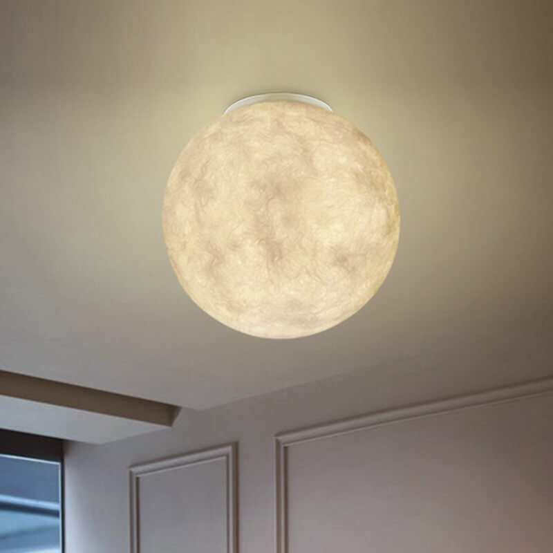 Creative Simplicity Star Moon Design Glass Shade Resin LED Flush Mount Ceiling Light