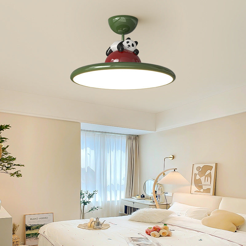 Zeitgenössische kreative Cartoon Panda Elefant Eisen Acryl LED Semi-Flush Mount Deckenleuchte für Schlafzimmer 
