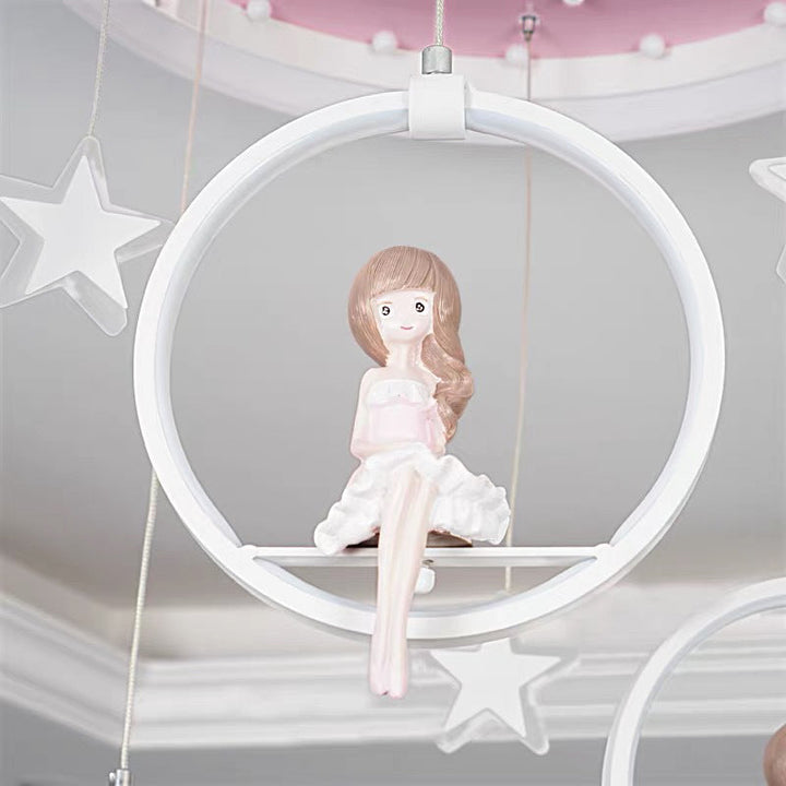 Plafonnier LED en acrylique et fer de style Art Déco moderne rond Astronaute Princesse Fée pour chambre à coucher 