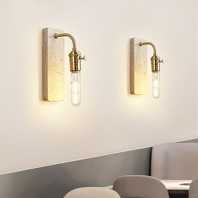 Lámpara de aplique de pared redonda de 1 luz de latón travertino retro contemporáneo para dormitorio 