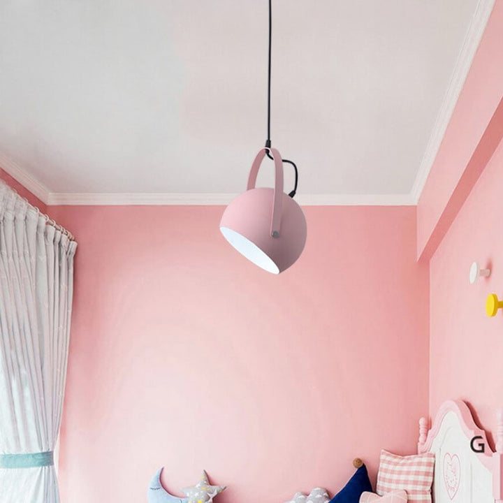 Contemporary Nordic Macaron Aluminum Semicircle 1-Light Pendant Light for Living Room