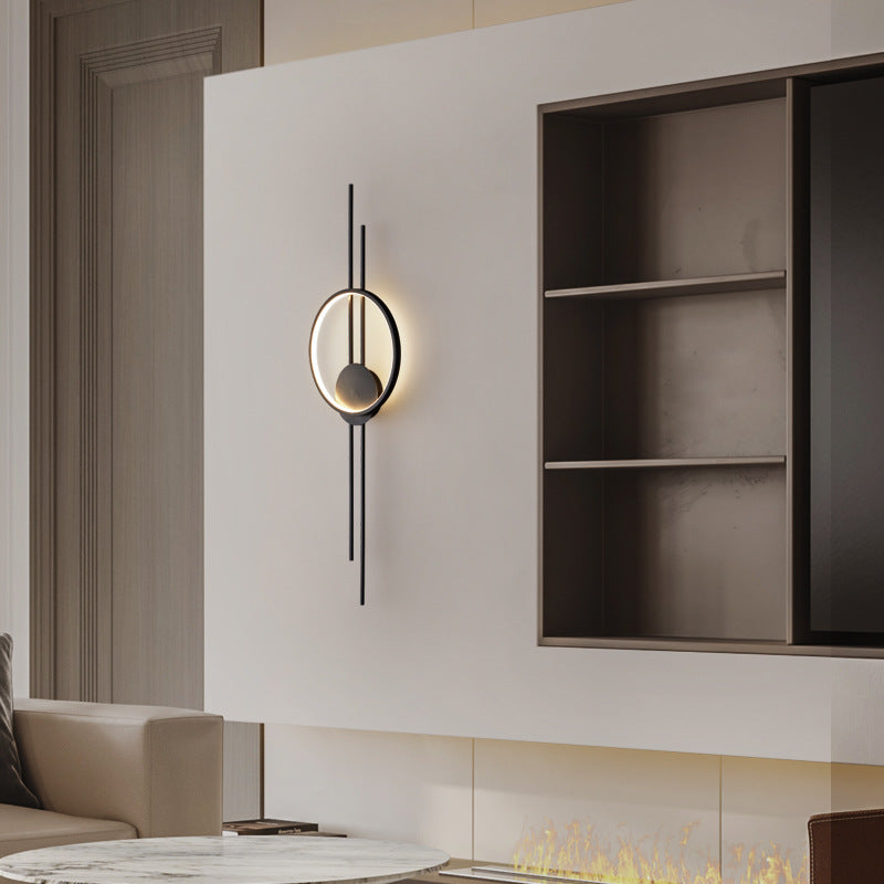Modern Minimalist Asymmetric Copper LED Wall Sconce Lamp For Living Room
