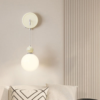 Traditional French Flower Round Ball Iron Glass 1-Light Wall Sconce Lamp For Bedroom