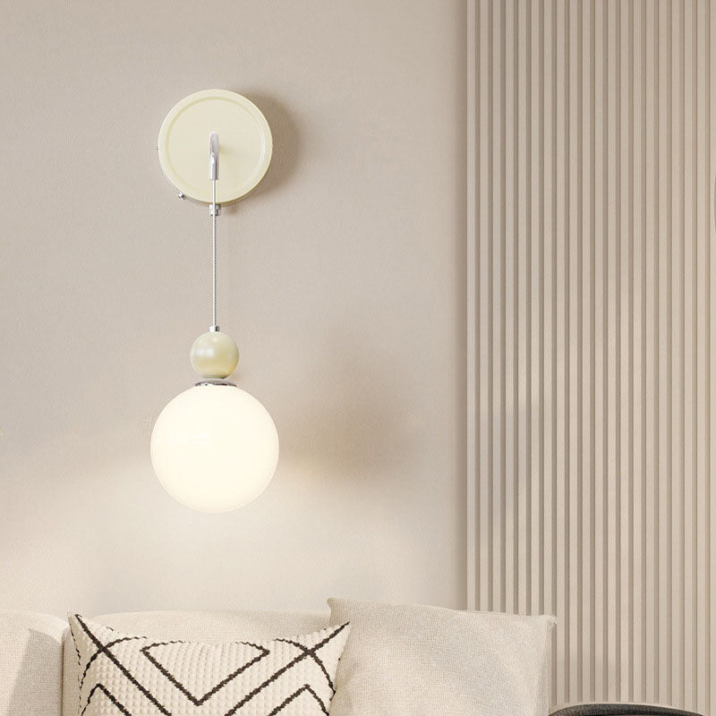 Traditional French Flower Round Ball Iron Glass 1-Light Wall Sconce Lamp For Bedroom