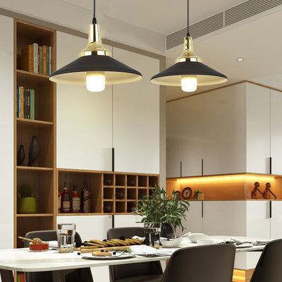 Contemporary Industrial Round Aluminum 1-Light Pendant Light For Living Room