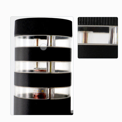 Lampe applique murale 2 lumières cylindrique en aluminium, fer, acrylique et verre étanche de simplicité moderne pour patio extérieur 