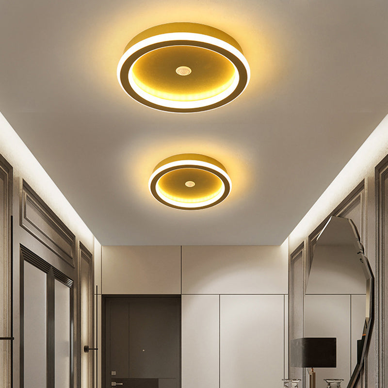 Plafonnier LED en fer aluminium PVC à montage affleurant rhombique rond minimaliste moderne pour salon 