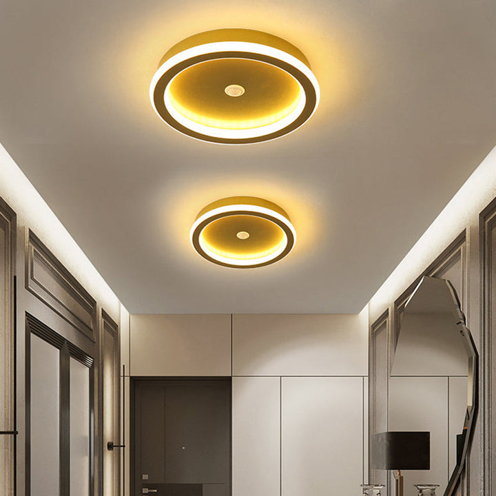 Plafonnier LED en fer aluminium PVC à montage affleurant rhombique rond minimaliste moderne pour salon 