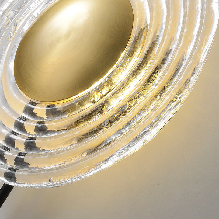 Zeitgenössische nordische runde Wasserkräuselungsglas-Eisen-LED-Wandleuchterlampe für Wohnzimmer