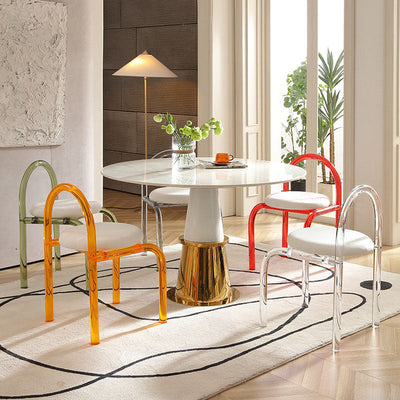 Dossier de chaise de salle à manger en velours acrylique nordique contemporain avec éponge ronde pour salle à manger 