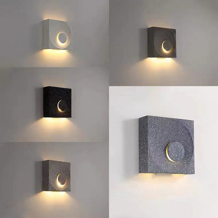 Zeitgenössische skandinavische Eclipse Square Zement 1-Licht Wandleuchte Lampe für Schlafzimmer 