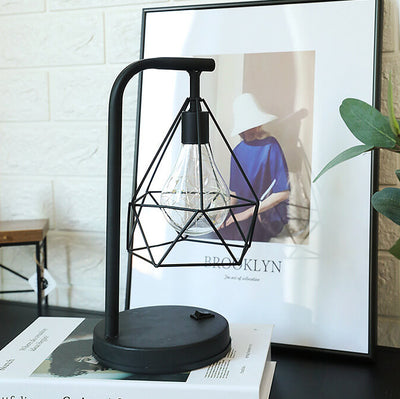 Lámpara de Mesa de 1 Luz USB de Batería de Hierro con Diamante Decorativo Moderno 
