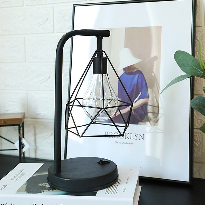 Lámpara de Mesa de 1 Luz USB de Batería de Hierro con Diamante Decorativo Moderno 