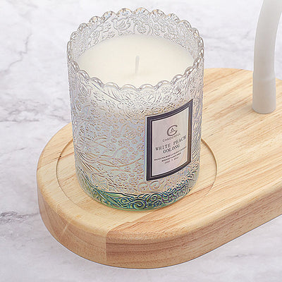 Lámpara de mesa ajustable de cera derretida de 1 luz con base de madera maciza y astas de hierro creativas japonesas 