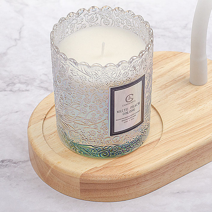 Lámpara de mesa ajustable de cera derretida de 1 luz con base de madera maciza y astas de hierro creativas japonesas 