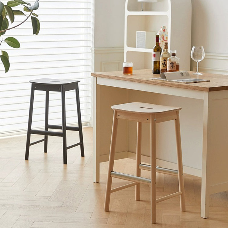 Reposapiés de taburete de bar rectangular de madera nórdica contemporánea para cocina 