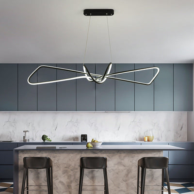 Lustre contemporain en aluminium de luxe avec bande LED en spirale pour îlot, pour salon 